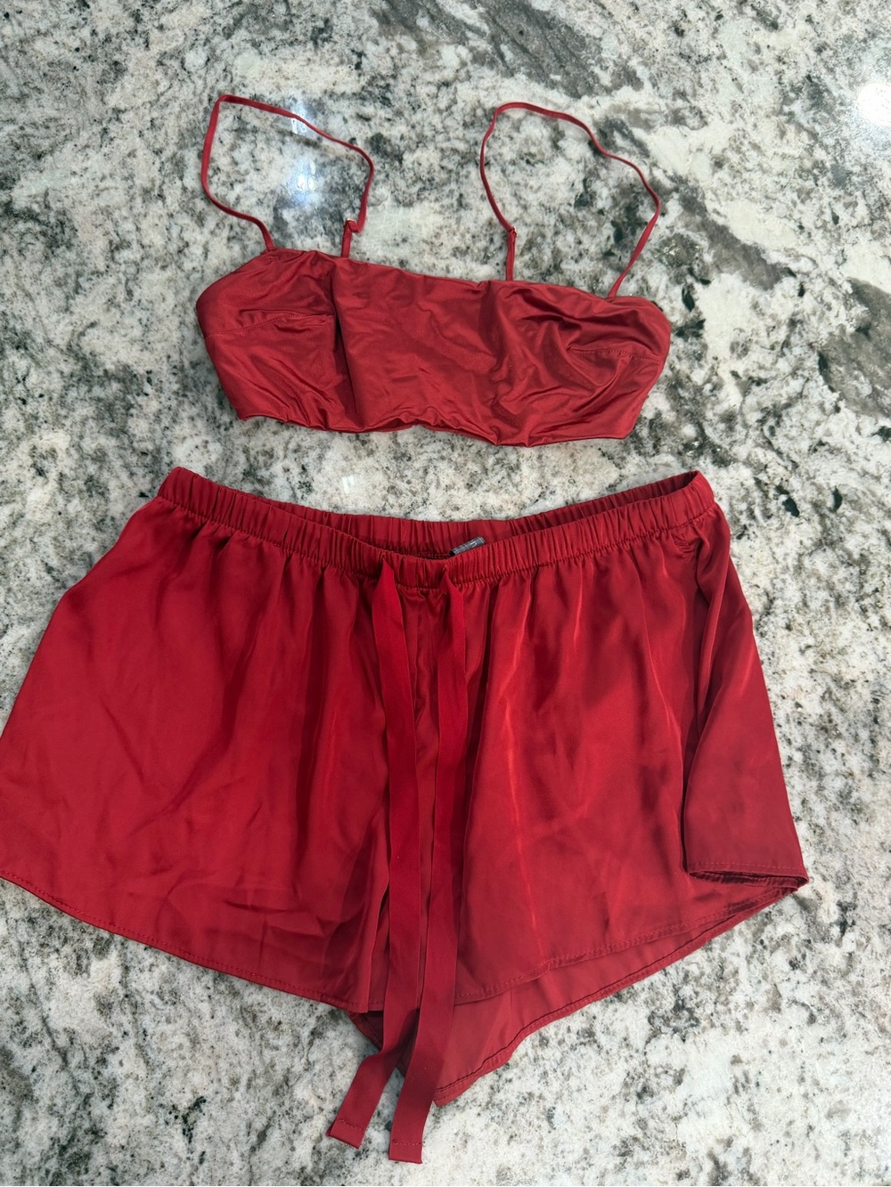 Auden Red Satin Two-Piece Pajama Set S/M